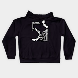 mechanical engineering text with gear image Kids Hoodie